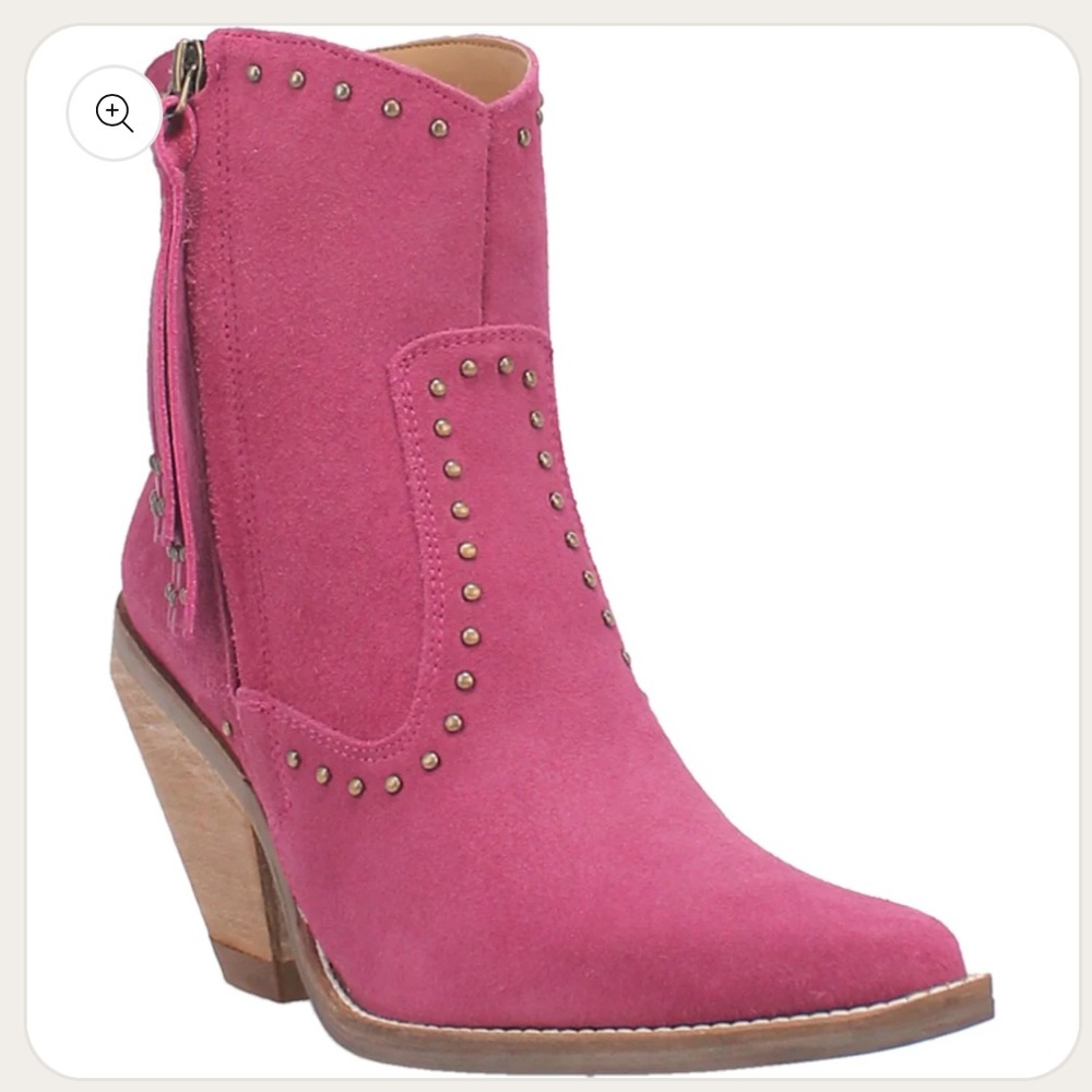 NWT DINGO CLASSY N' SASSY LEATHER BOOTIE in fuchsia suede women’s size 9